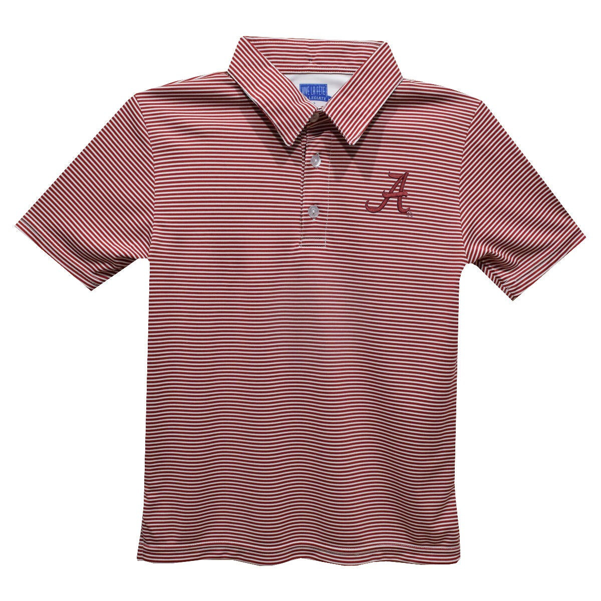 Vive La Fete Alabama Crimson Tide Embroidered Red Stripes Short Sleeve Polo Box Shirt  NALA1_TPPL15A 5205