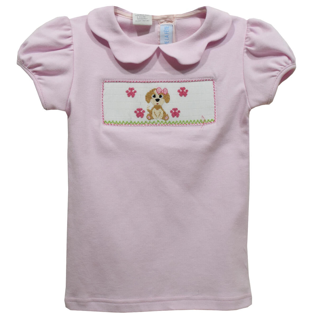 Vive La Fete Puppies Pink Knit Puff Sleeve Girls Top 5103