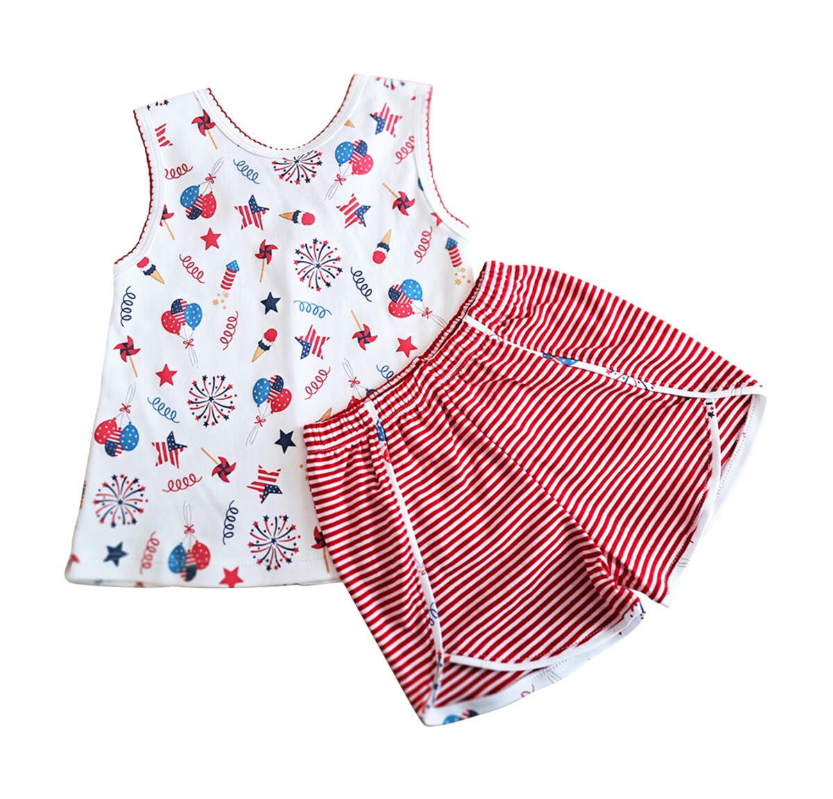 Marco & Lizzy 4th of July Print Short Set Girl's Pima Cotton IF0013S4 5104