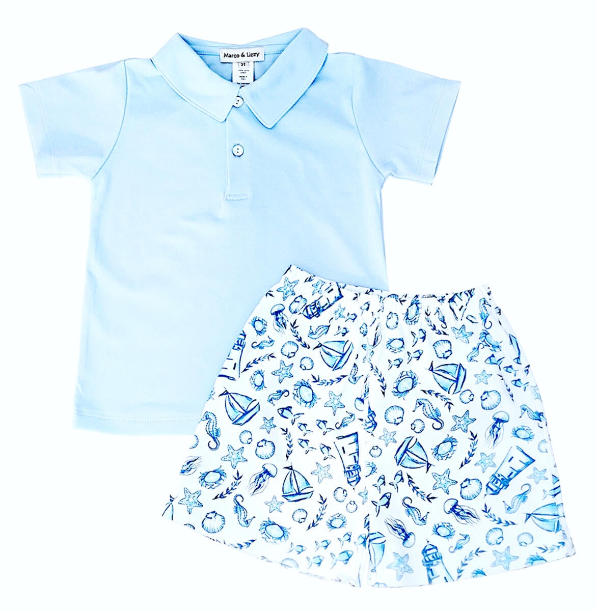 Marco & Lizzy Nautical Print Boy's Shirt & Short set IF0015S3 5104