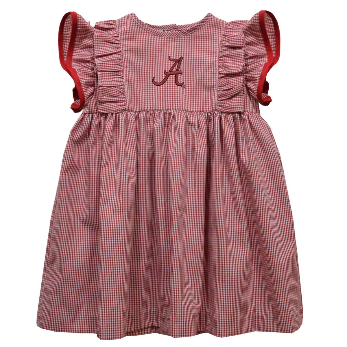 Vive La Fete Alabama Crimson Tide Embroidered Red gingham Girls Ruffle Dress 5107