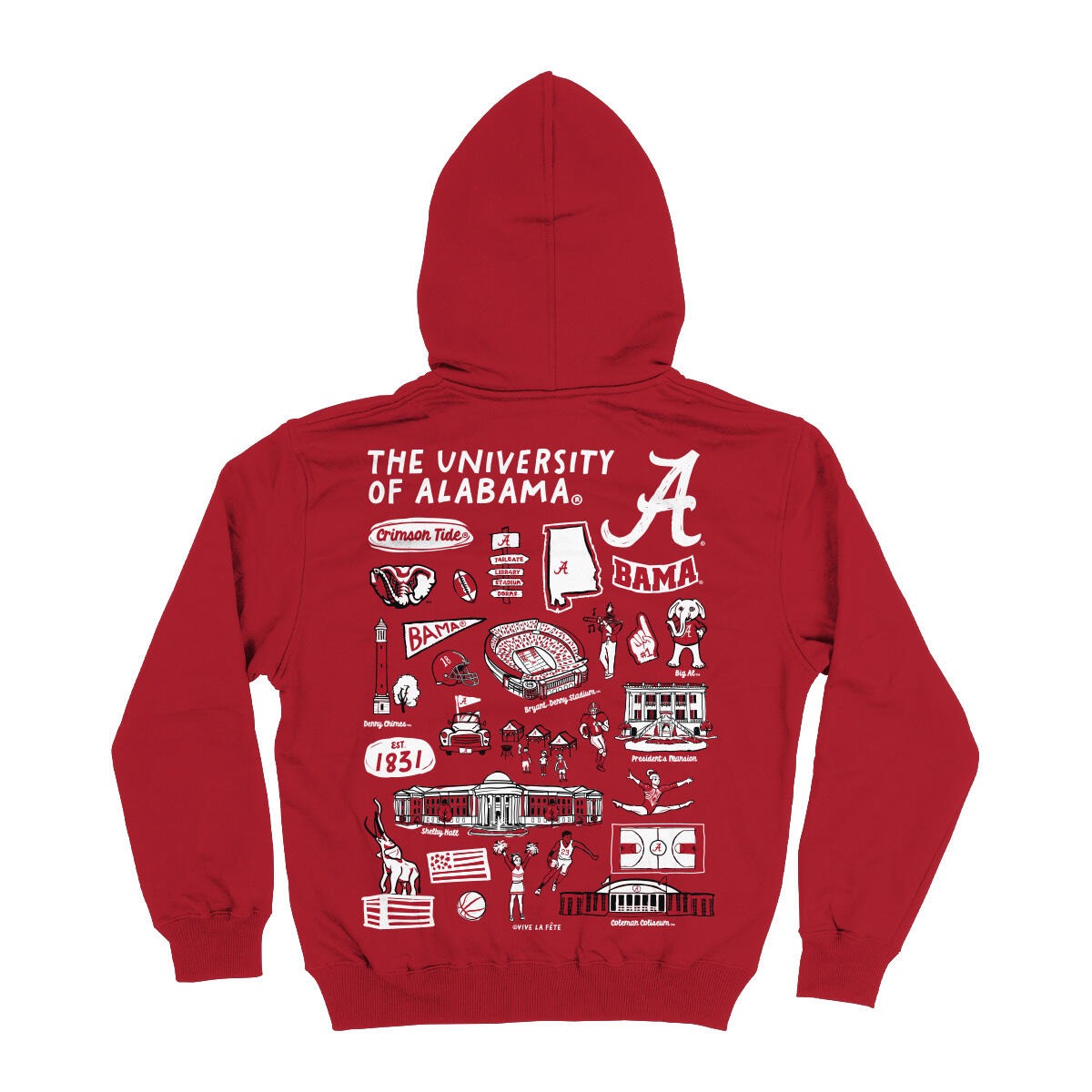 Vive La Fete Alabama Crimson Tide Vive La Fete Impressions Artwork Red Fleece Long Sleeve Hoodie NALA1_STHD11IM 5205
