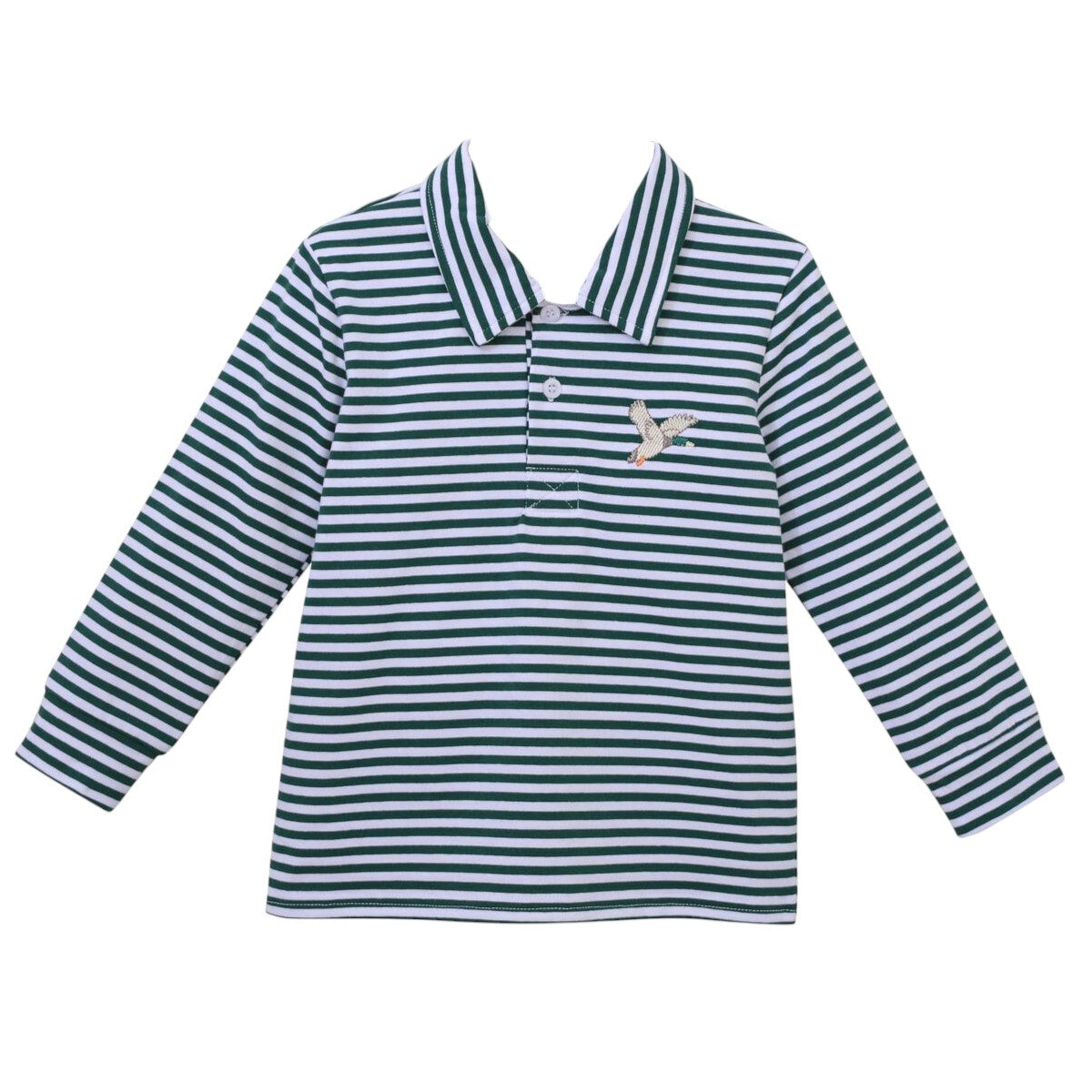 Trotter Street Kids Mallard Polo Shirt Green/White Stripe 5107