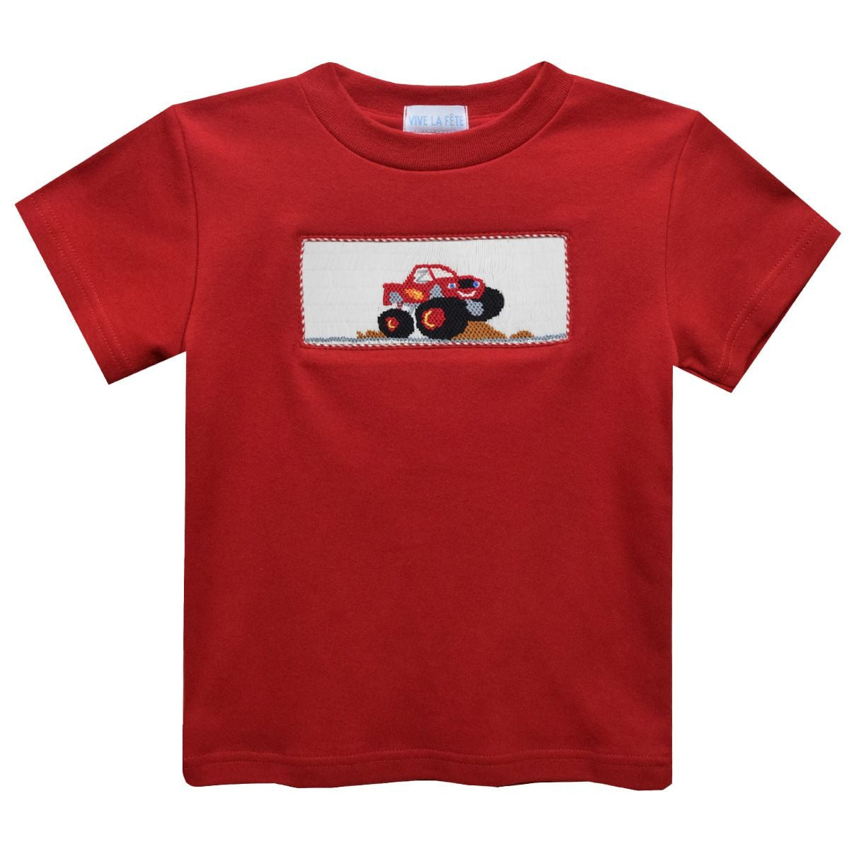 Vive La Fete Monster Car Smocked Knit Short Sleeve Boys Tee 5201