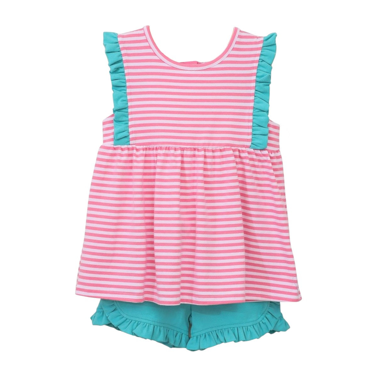 Trotter Street Kids Josie Short Set Pink Stripe/Teal TSK-01880 5201