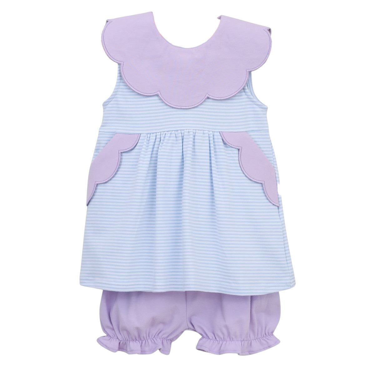 Trotter Street Kids Penelope Bloomer Set Light Blue Stripe/Lavender TSK-01924 5201