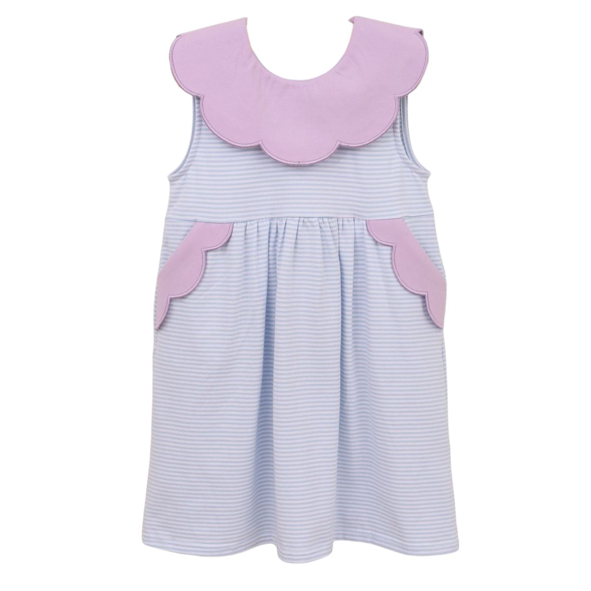 Trotter Street Kids Penelope Dress Light Blue Stripe/Lavender TSK-01926 5201