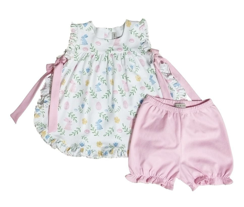 Marco & Lizzy Girl's Bloomer Set Easter Floral W/Bunnies M-24-183 5202