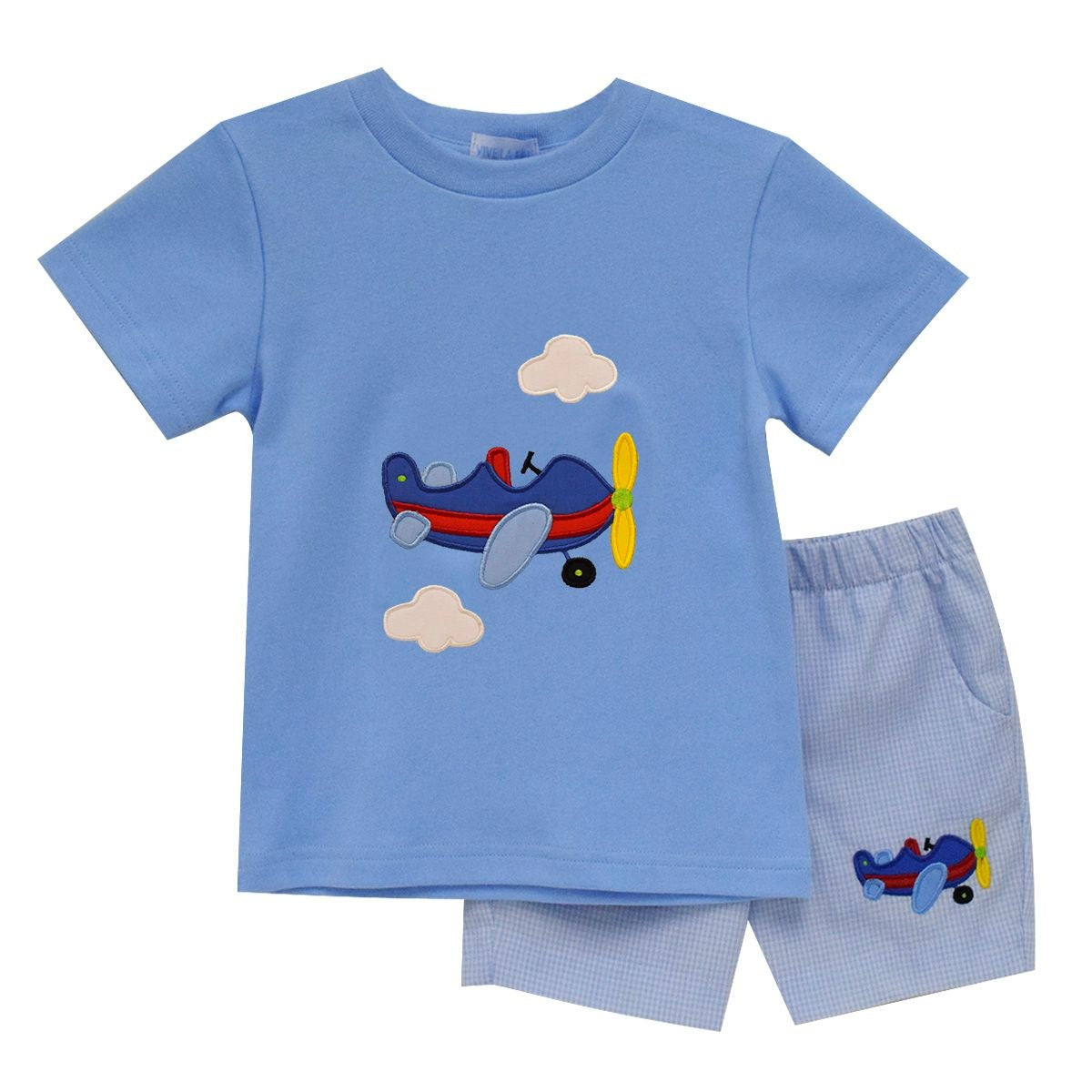 Vive La Fete Airplane App Light Blue Tee & Boys Shorts Set 5201