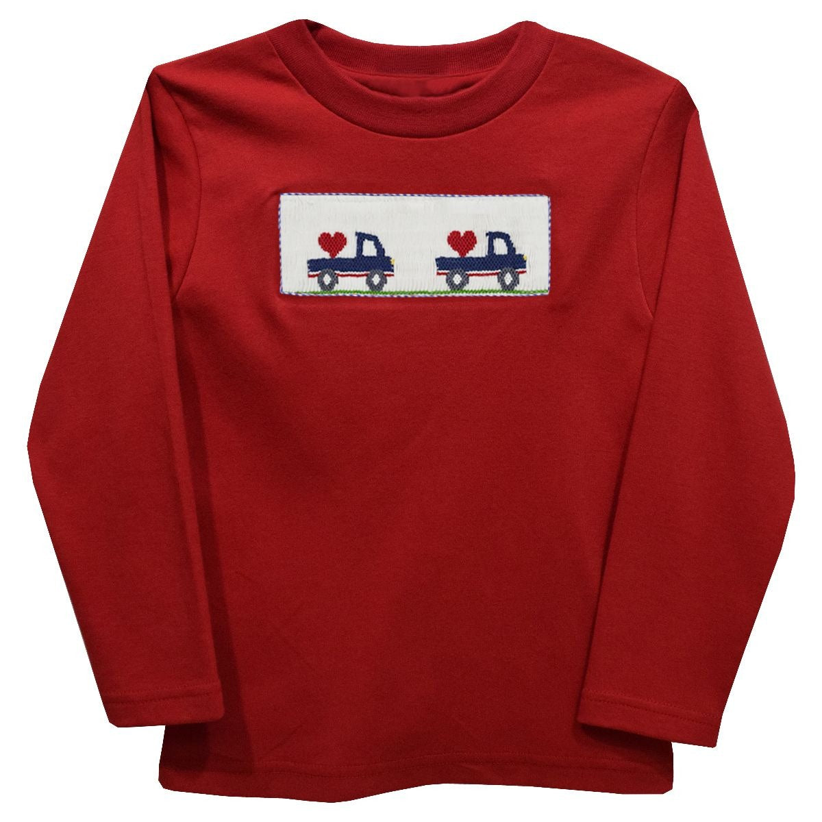 Vive La Fete Valentines Car Smocked Long Sleeve Boys Tee shirt 5201