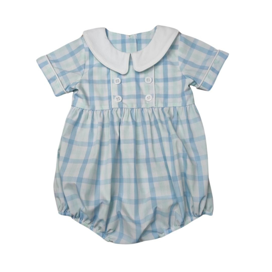 Whimsy Bay Classic Spring Fin Plaid Collared Bubble WBS25-133 5201