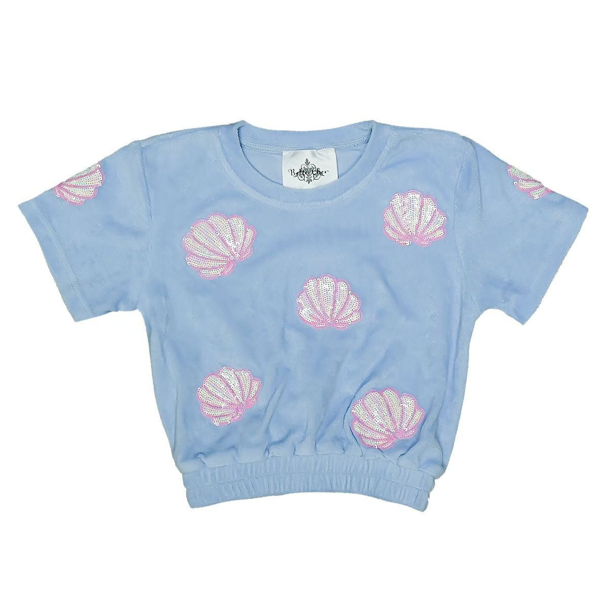 Belle Cher Light Blue Terry Cloth Seashell Top BC02397 5201