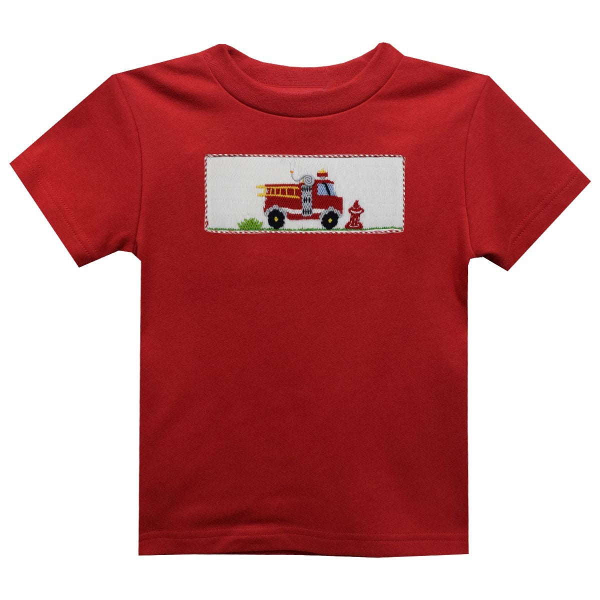 Vive La Fete Firetruck Smocked Short Sleeve Boys Tee Shirt 5201