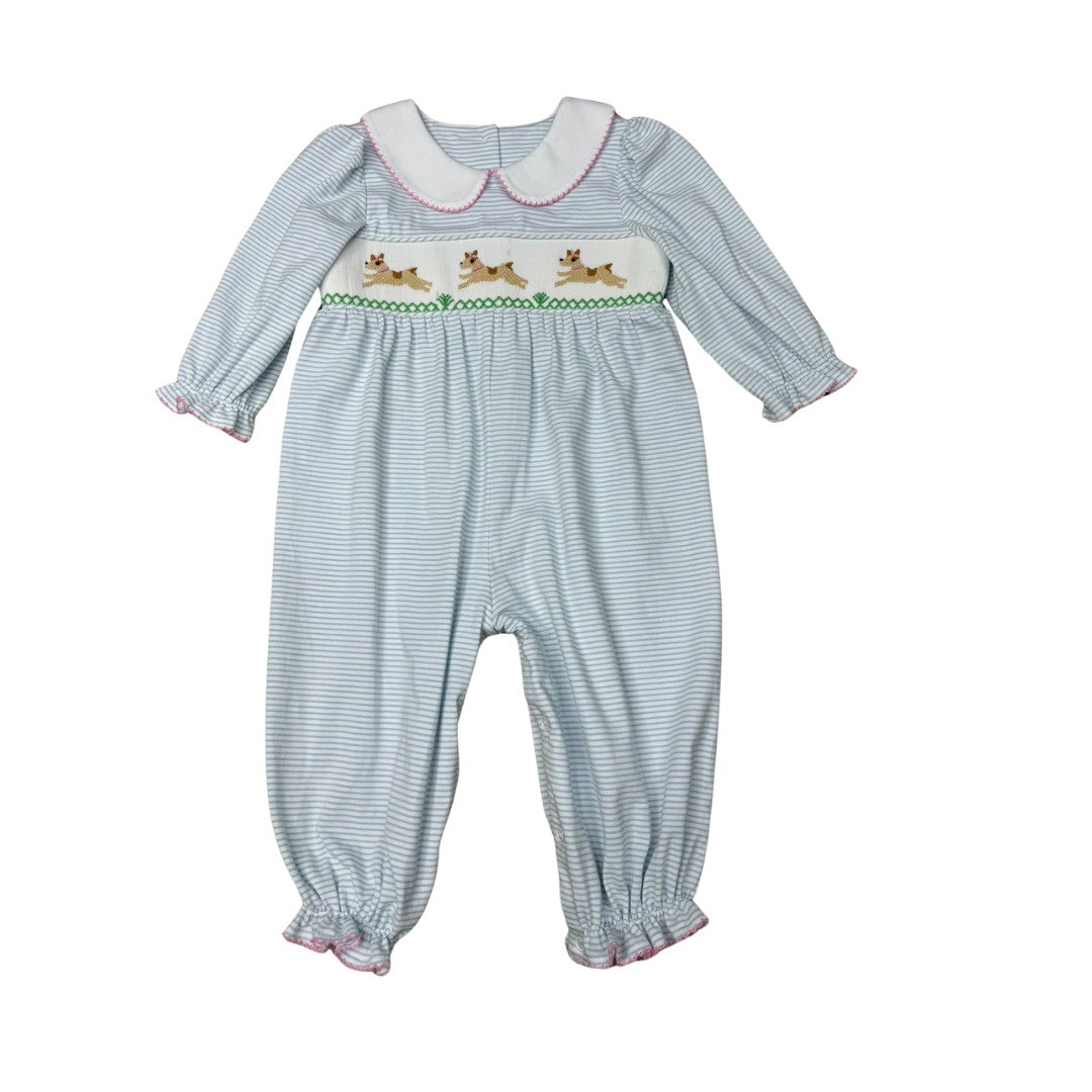 Whimsy Bay Polly Puppy Smocked Collared Romper WBF25-113 5207