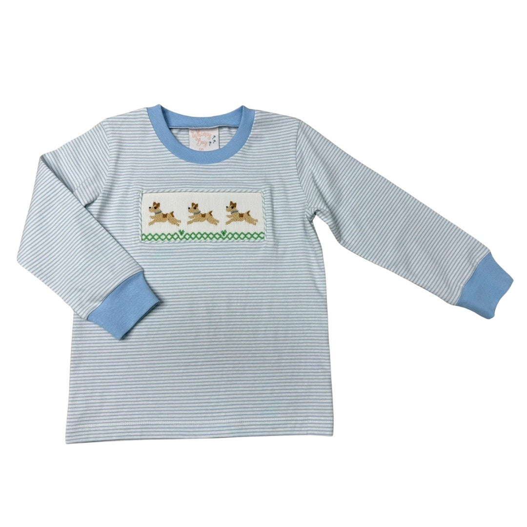 Whimsy Bay Petey Puppy Smocked Long Sleeve Shirt WBF25-116 5207