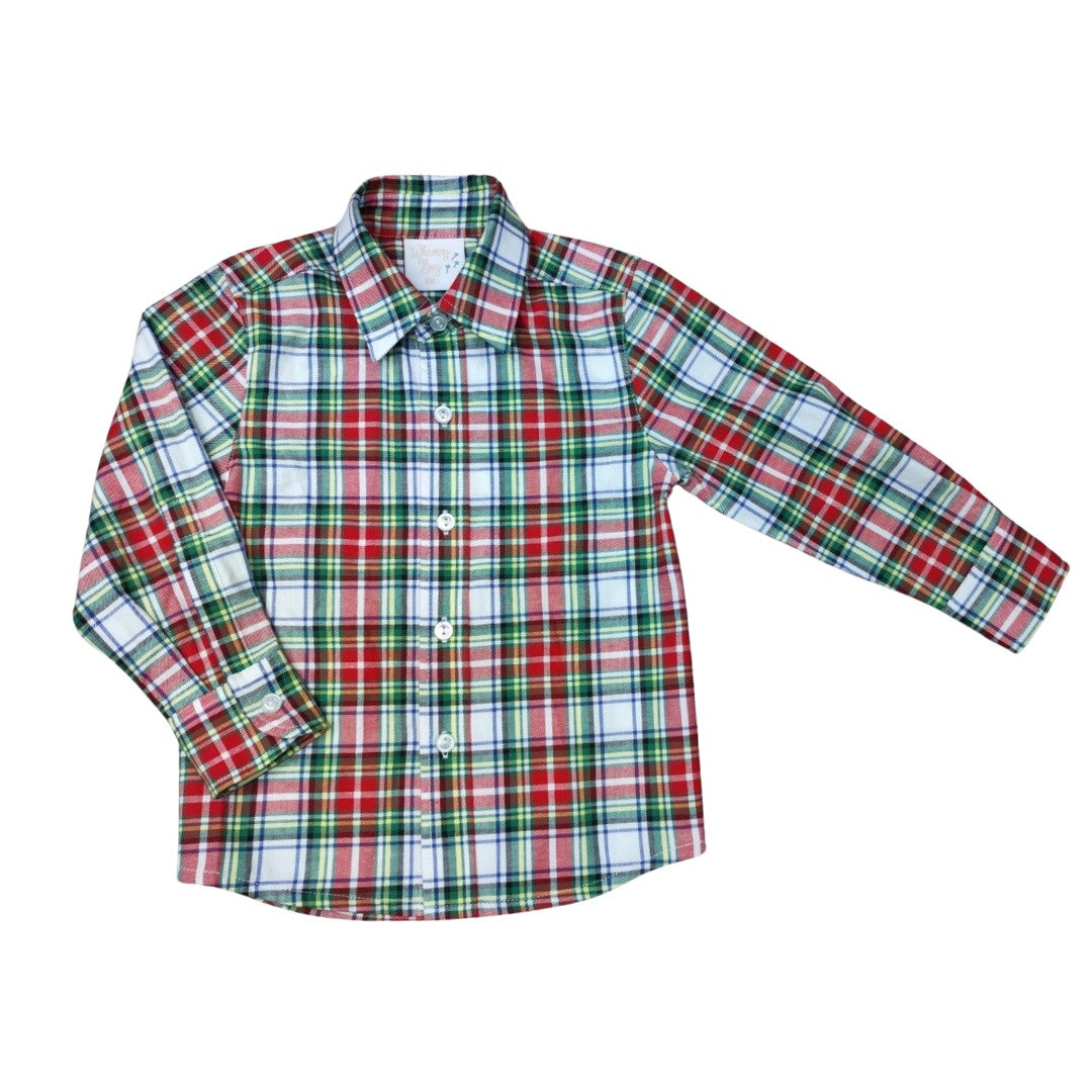 Whimsy Bay Christmas Plaid Long Sleeve Button Down WBF25-131 5207