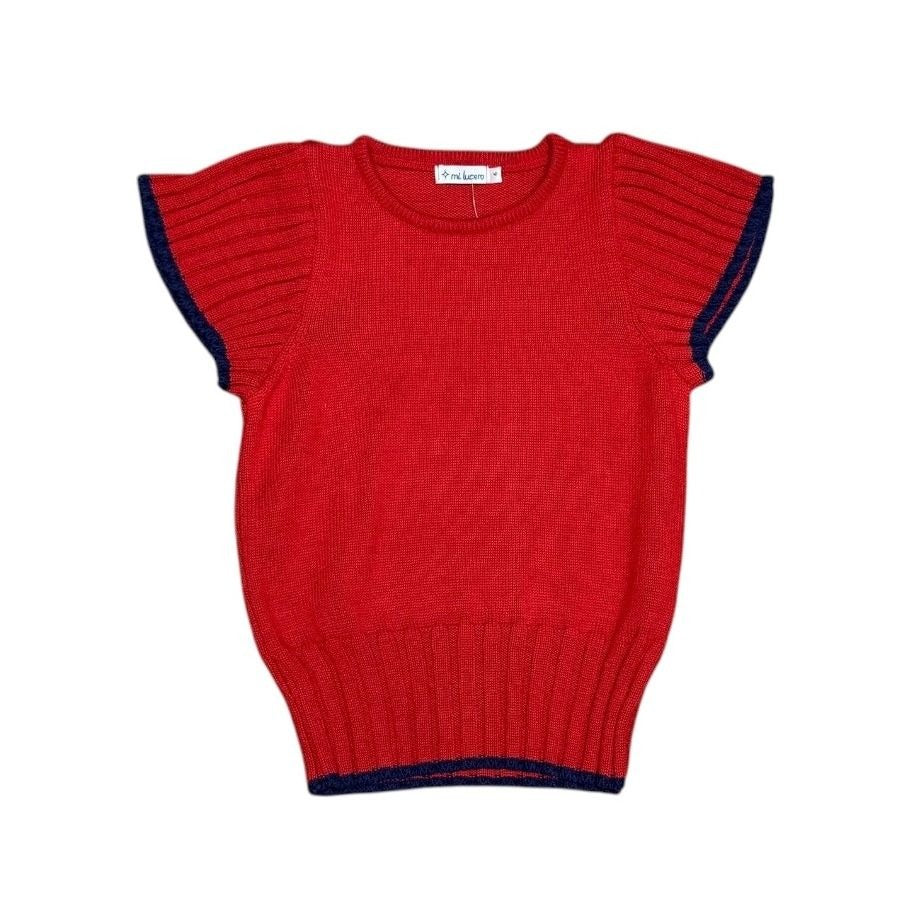 Mi Lucero Red/Navy Pleated Shoulder Vest 5210