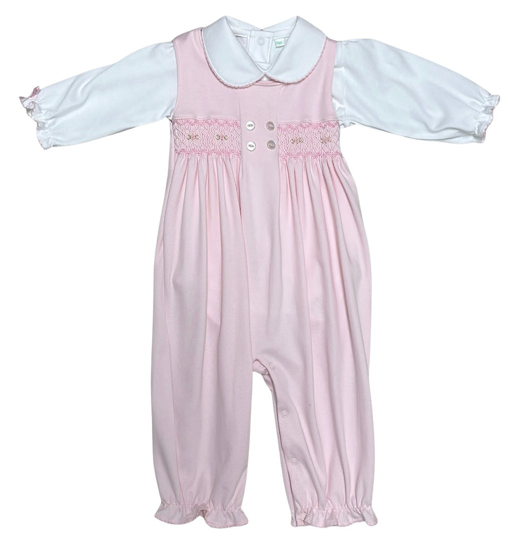 Baby Threads Overall & Onesie  Set Celine & Tom Collection Pink/White N-0155S 5206