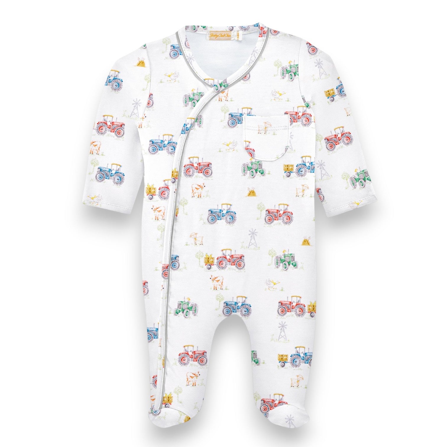 Baby Club Tractor Time Printed Pima Crossed Footie FOO095402