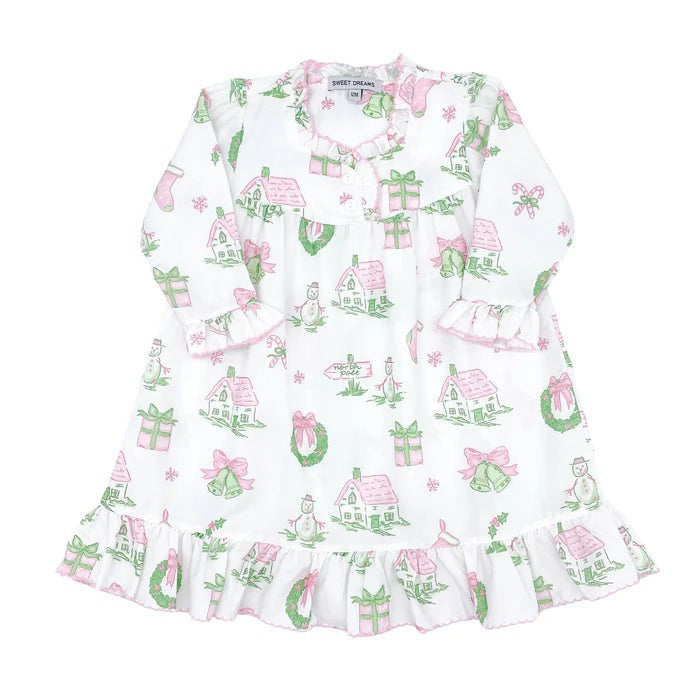 Sweet Dreams Pink/Green Christmas Theme Print Gown GO225 5110