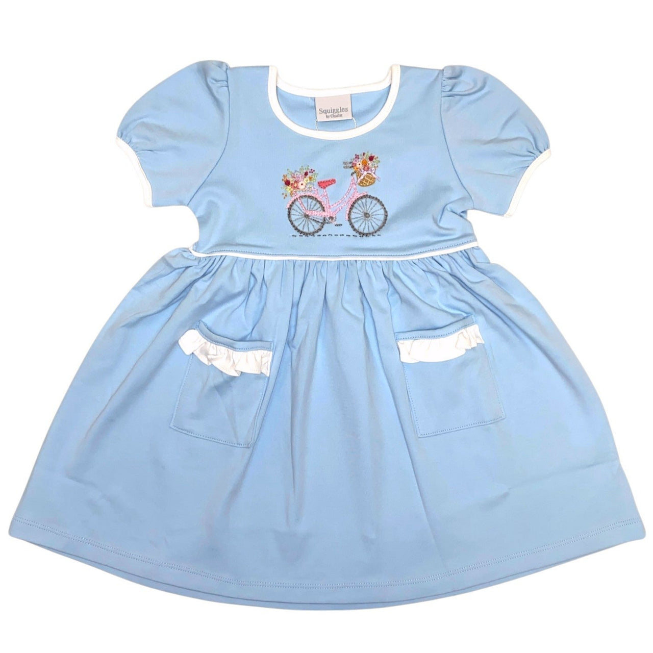 Squiggles Prem App Bicycle W/Flowers Popover Dress W/01 Ruff & Trim P474/71/51 5112