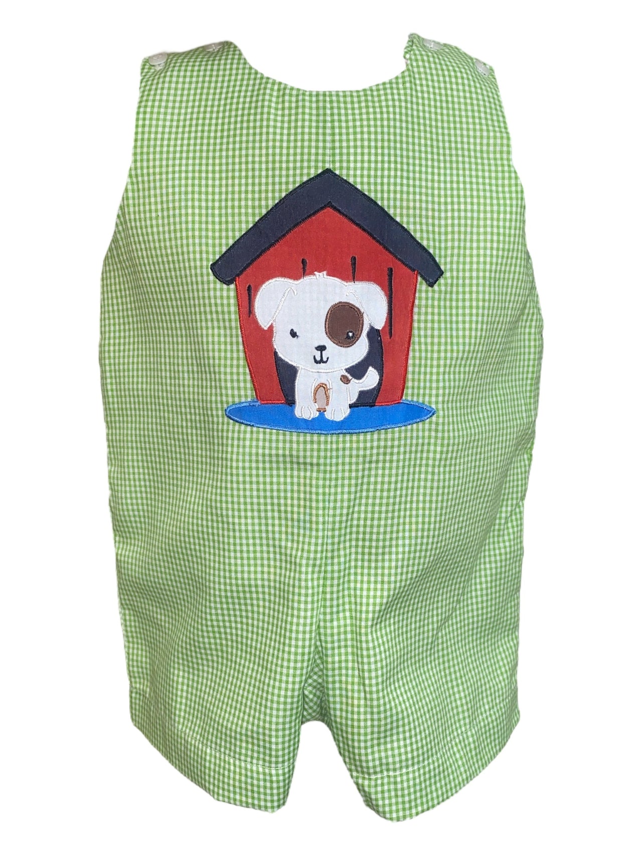 Rosalina Dog House Romper In Green Gingham 5201