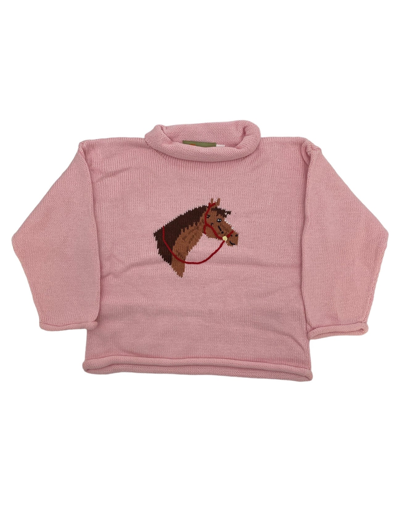 Luigi Girls Roll Neck SweaterLt Pink Horse Head D2183R-156 5108