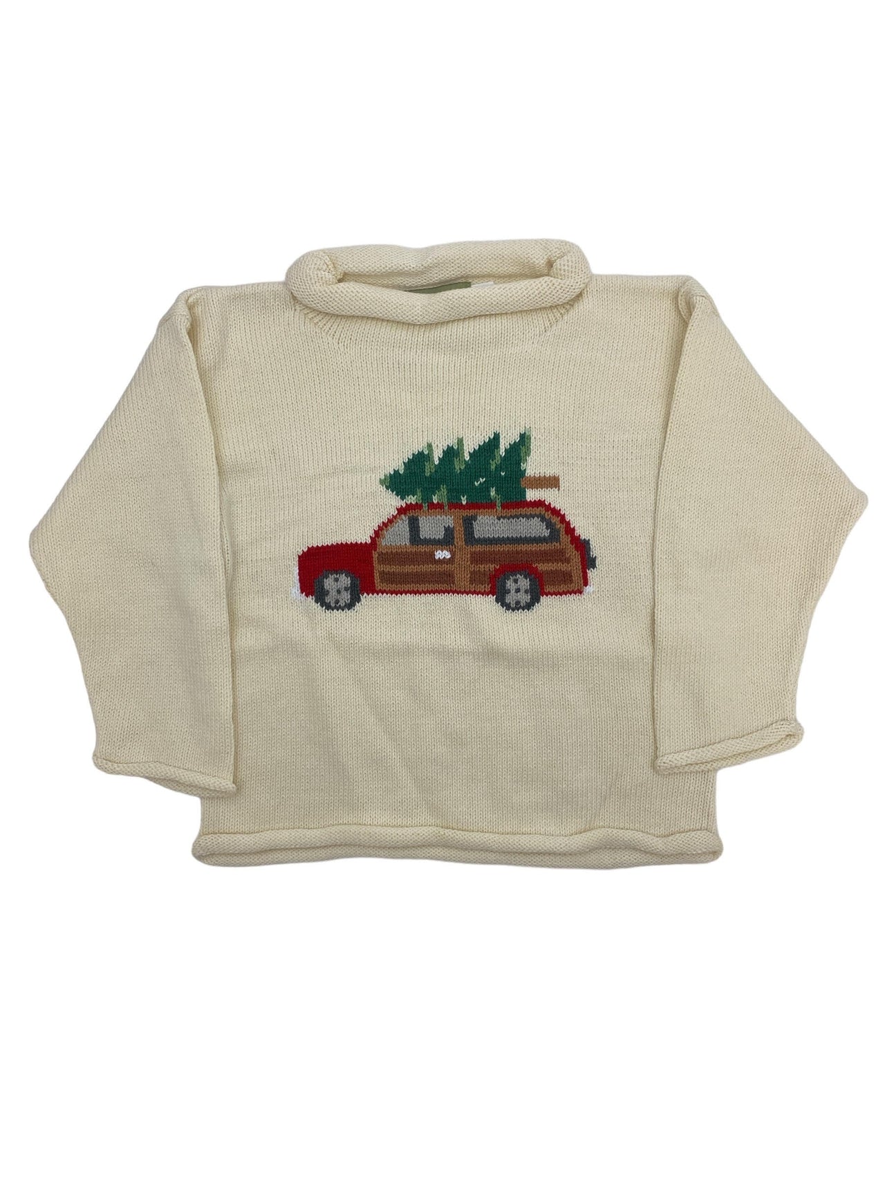 Luigi Roll Neck Sweater Woody W/Tree On Top Ivory 5108