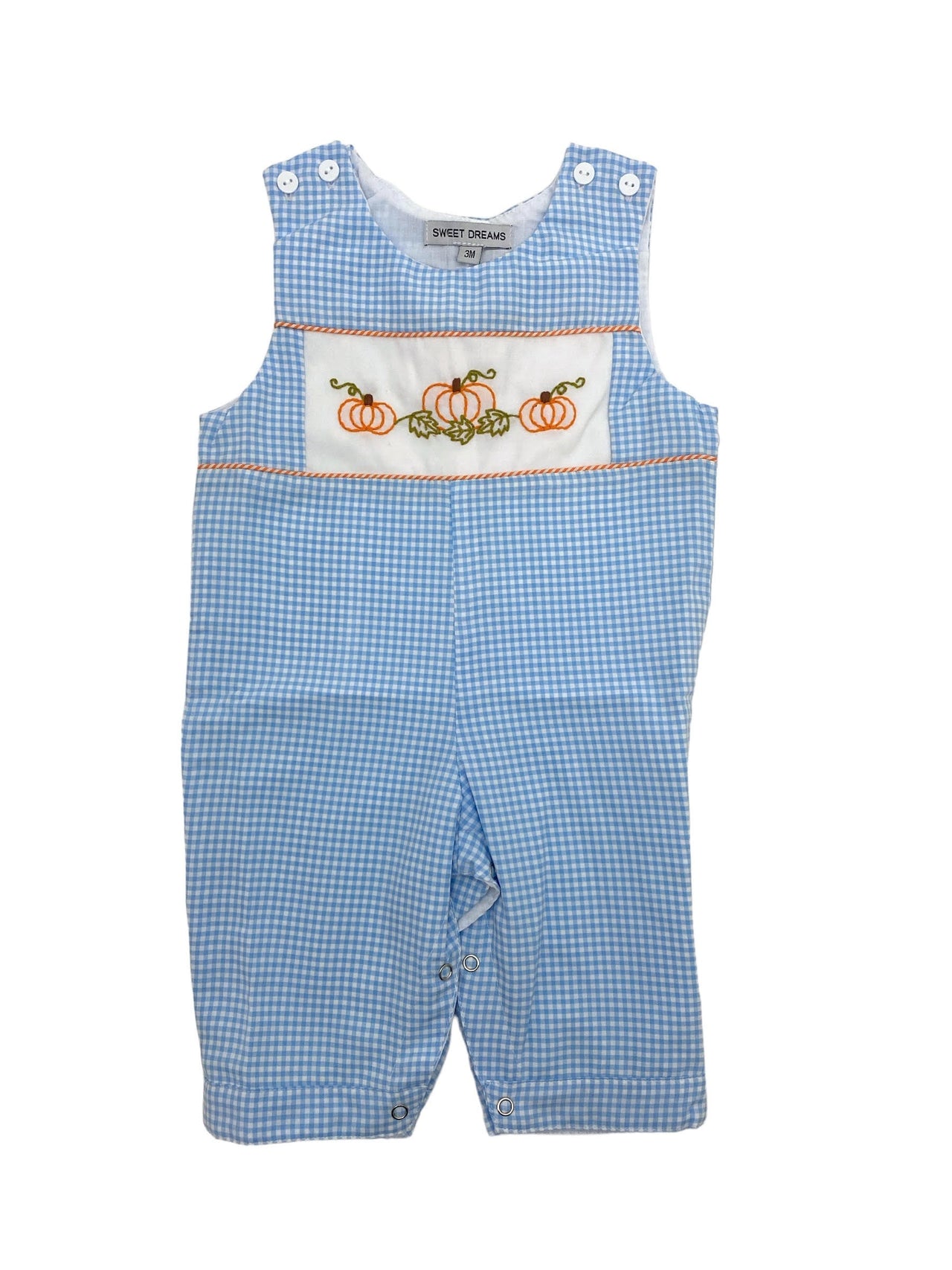 Sweet Dreams Blue Gingham Emb Pumpkin Longall TT1180 5108