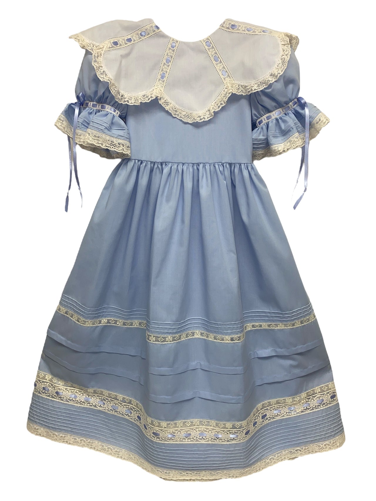 Treasured Memories Periwinkle & Ecru Waisted Dress 5602 5110