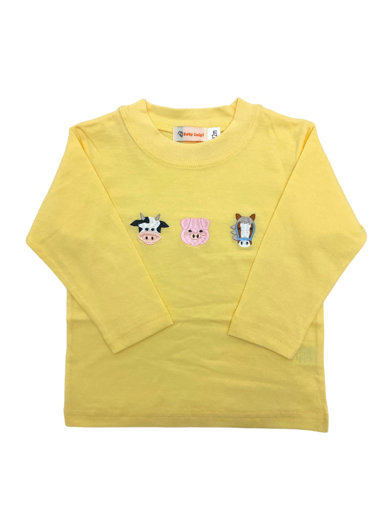 Luigi Boys L/S T-Shirt Three Farm Animal Heads Butter Yellow T002-M7773-820 5108