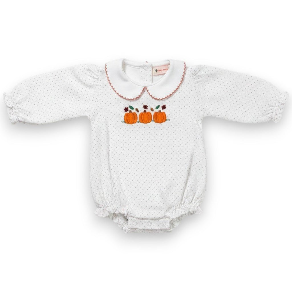 Luigi L/S Pumpkin Appliqued Girl Bubble W/Dots BL294P-M8261
