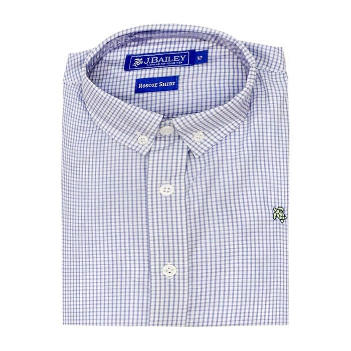 J. Bailey Button Down Blue Microcheck 1025-ROSCOE 5112