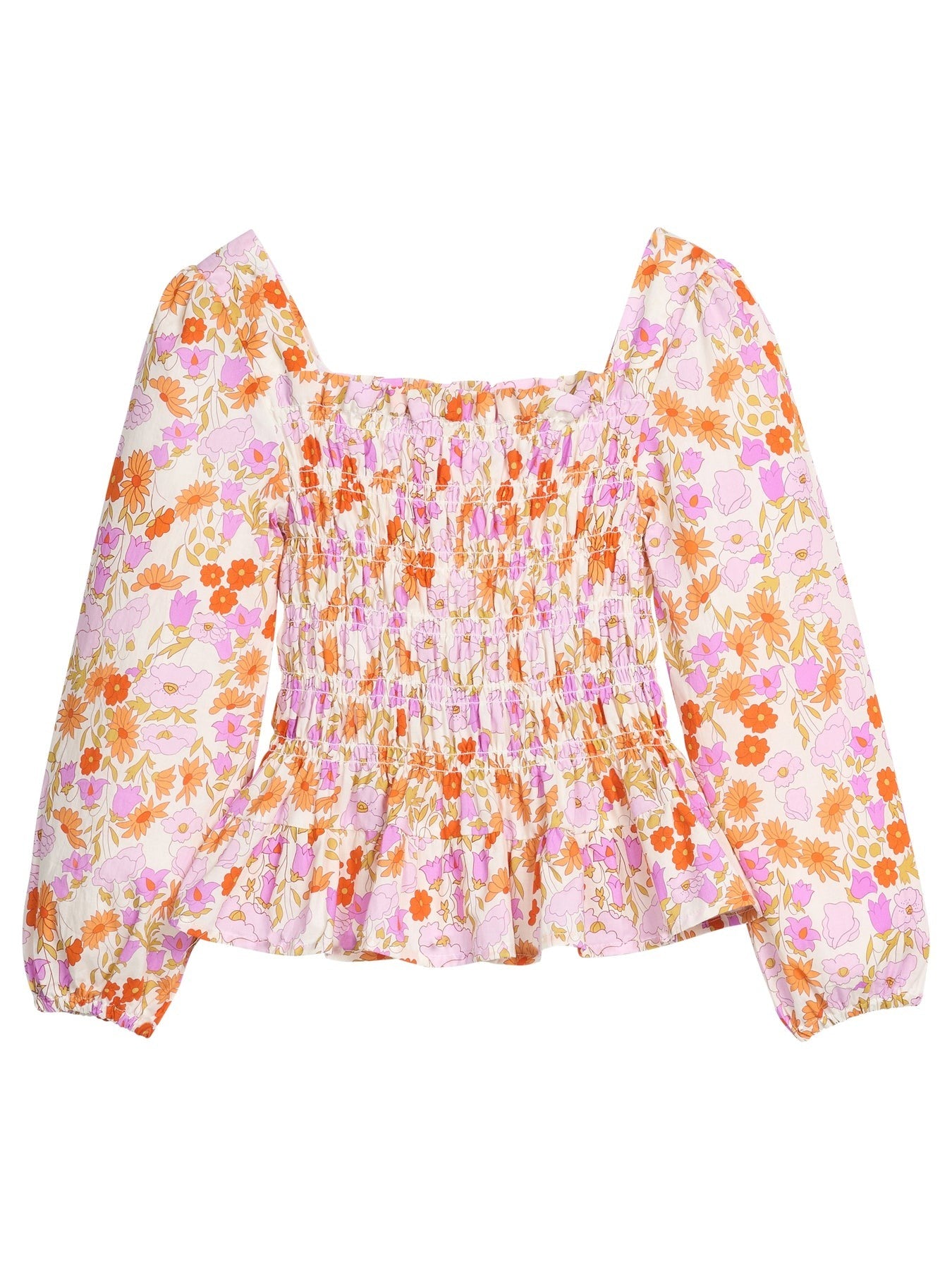 Bisby Long Sleeve India Top Lisle Saffron Floral BA5029 5207