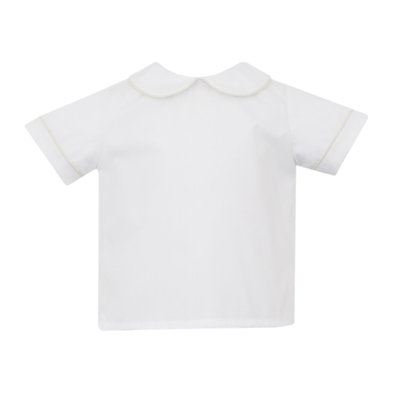 Petit Bebe Crosses Boy's Jon Jon White Poplin & White Shirt W/Ecru Piping S/S 115K/115SS 5112