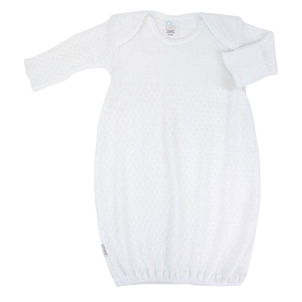 Paty Knit Overlap Shoulder White Gown w/ Picot Trim 115