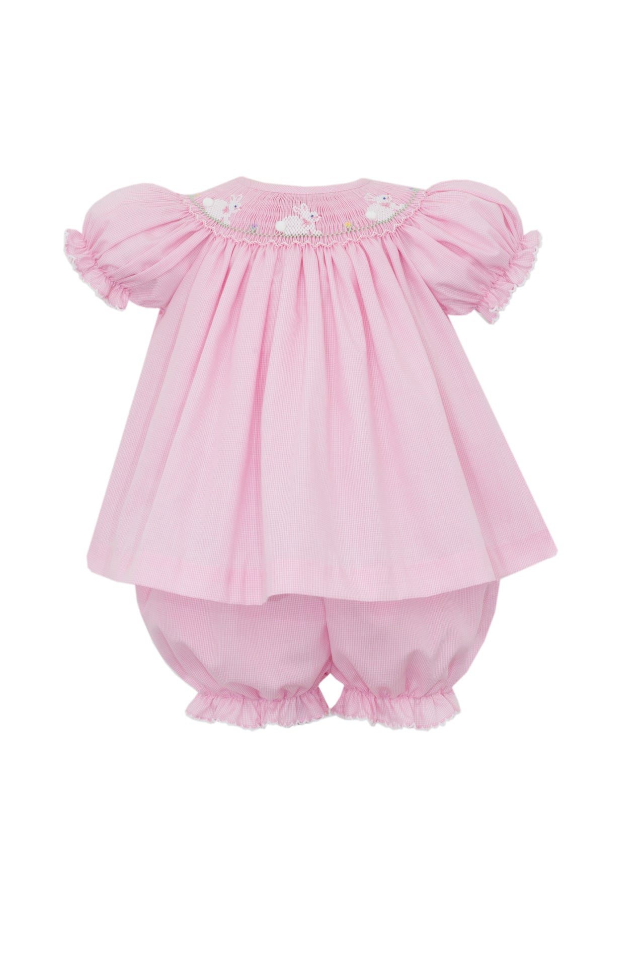 Petit Bebe Bunnies Pink Micro Check Bishop Bloomer Set S/S 116C-MS25 5202