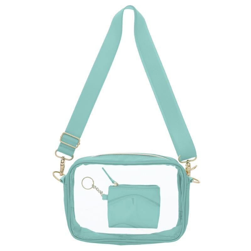 Jane Marie Mint & Clear Crossbody with Wallet Keychain