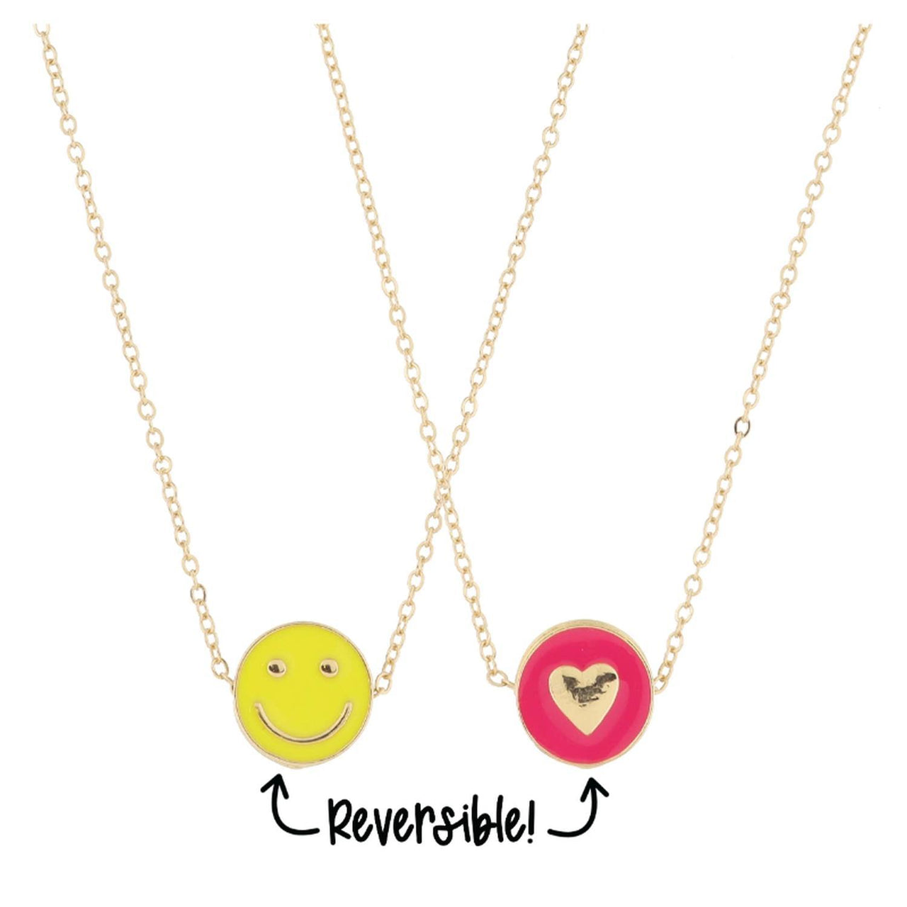 Jane Marie Reversible Disk Happy Face Enamel Necklace JM5863