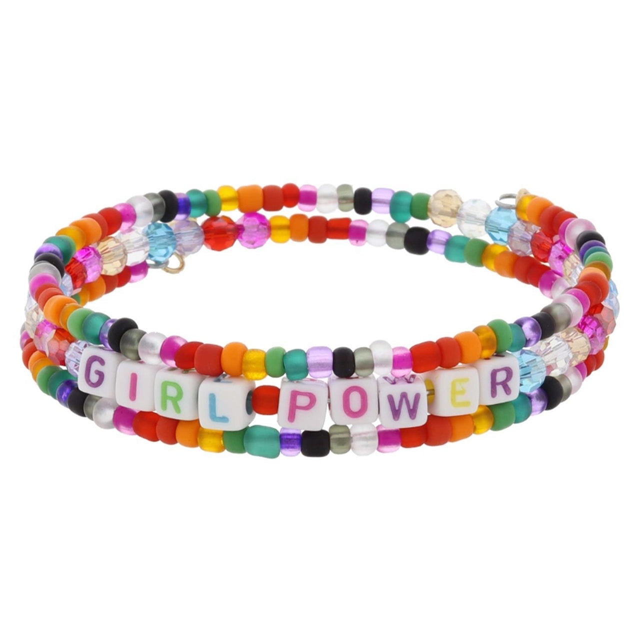 Jane Marie Kids Multi Color Sequin Beaded Coil Bracelet w/ Pendant JM6616B