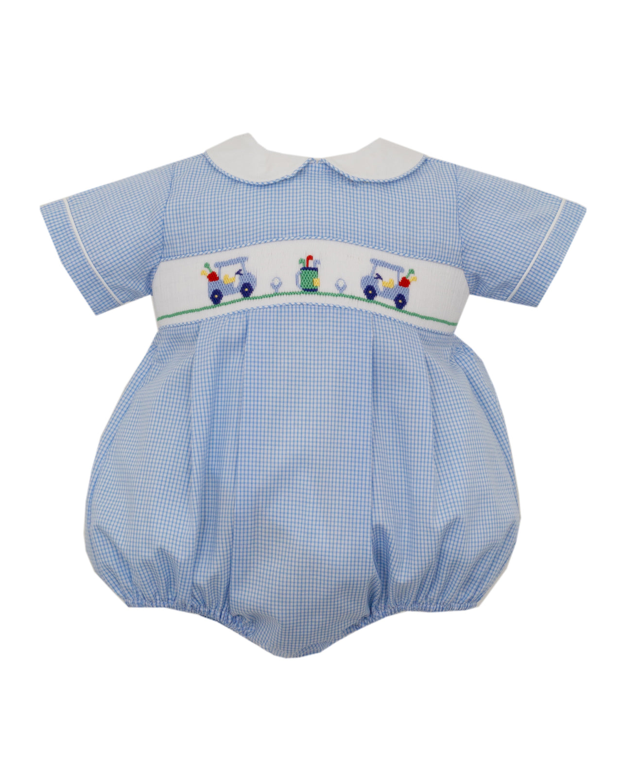 Petit Bebe Golf Boy's Blue Check Boy's Bubble S/S 120BB-MF24 5108