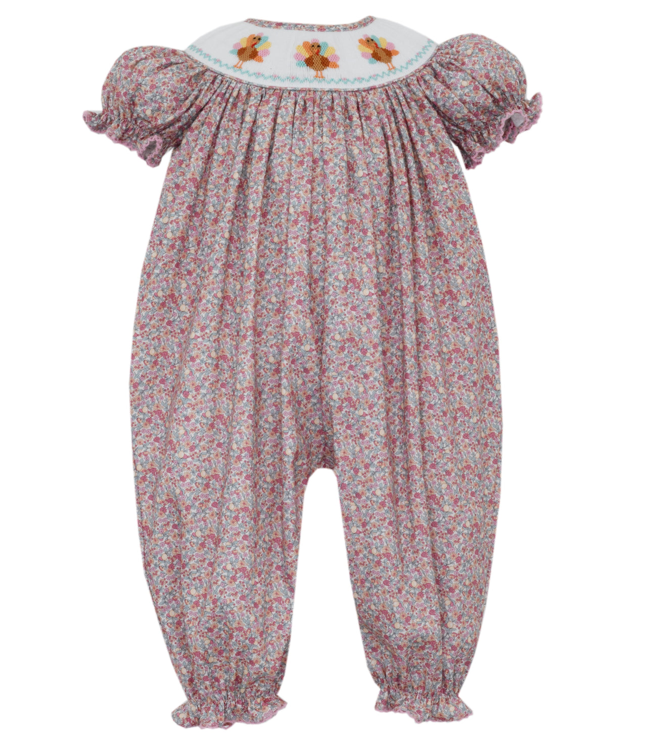 Petit Bebe Turkey Girl's Pink Floral Long Bishop Bubble W/Insert S/S 121F-MF25 5208