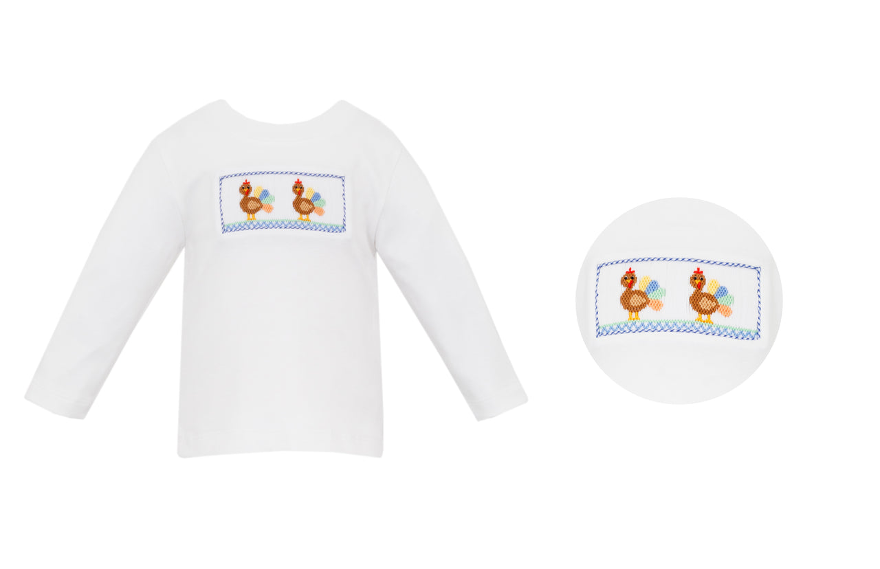 Petit Bebe Turkey Boy's White T-Shirt L/S 121P-MF24 5109