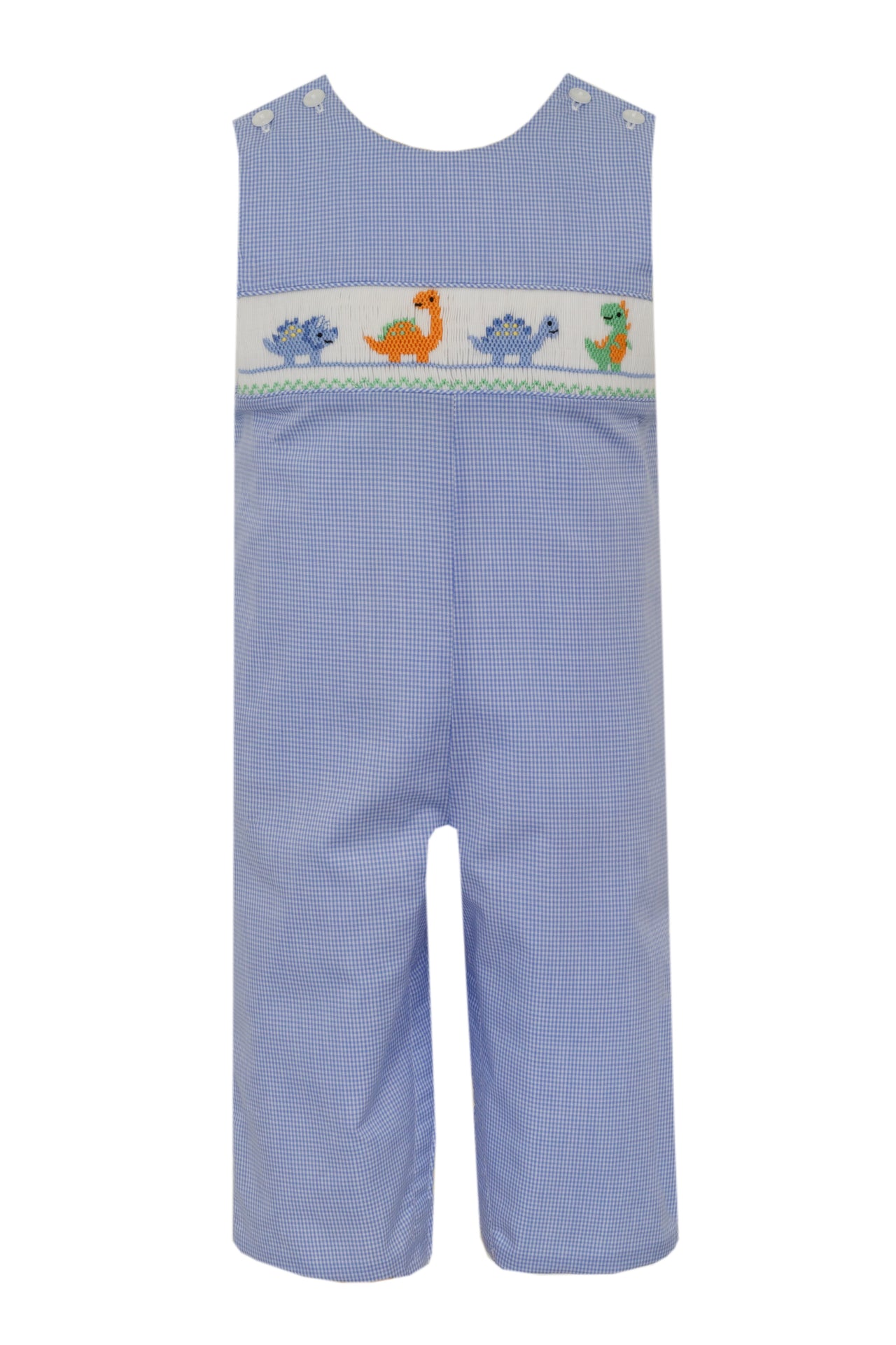 Petit Bebe Dinosaurs Periwinkle Blue Small Gingham Boy's Long Jon Jon 123K-MF24 5108