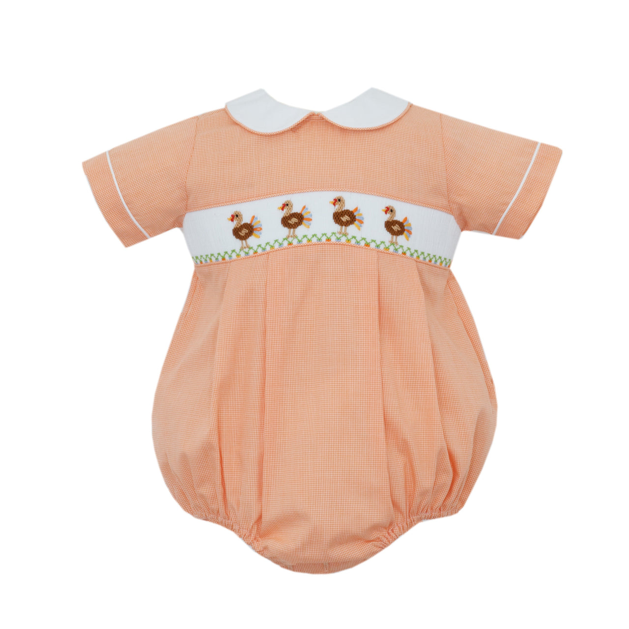 Petit Bebe Orange Turkey Boy's Orange Microcheck Boy's Bubble S/S 124BB-MF25 52085208