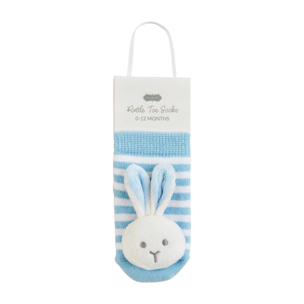 Mud Pie Bunny Rattle Toe Socks 0-12M