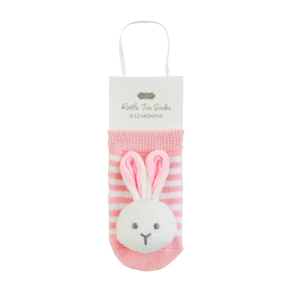 Mud Pie Bunny Rattle Toe Socks 0-12M