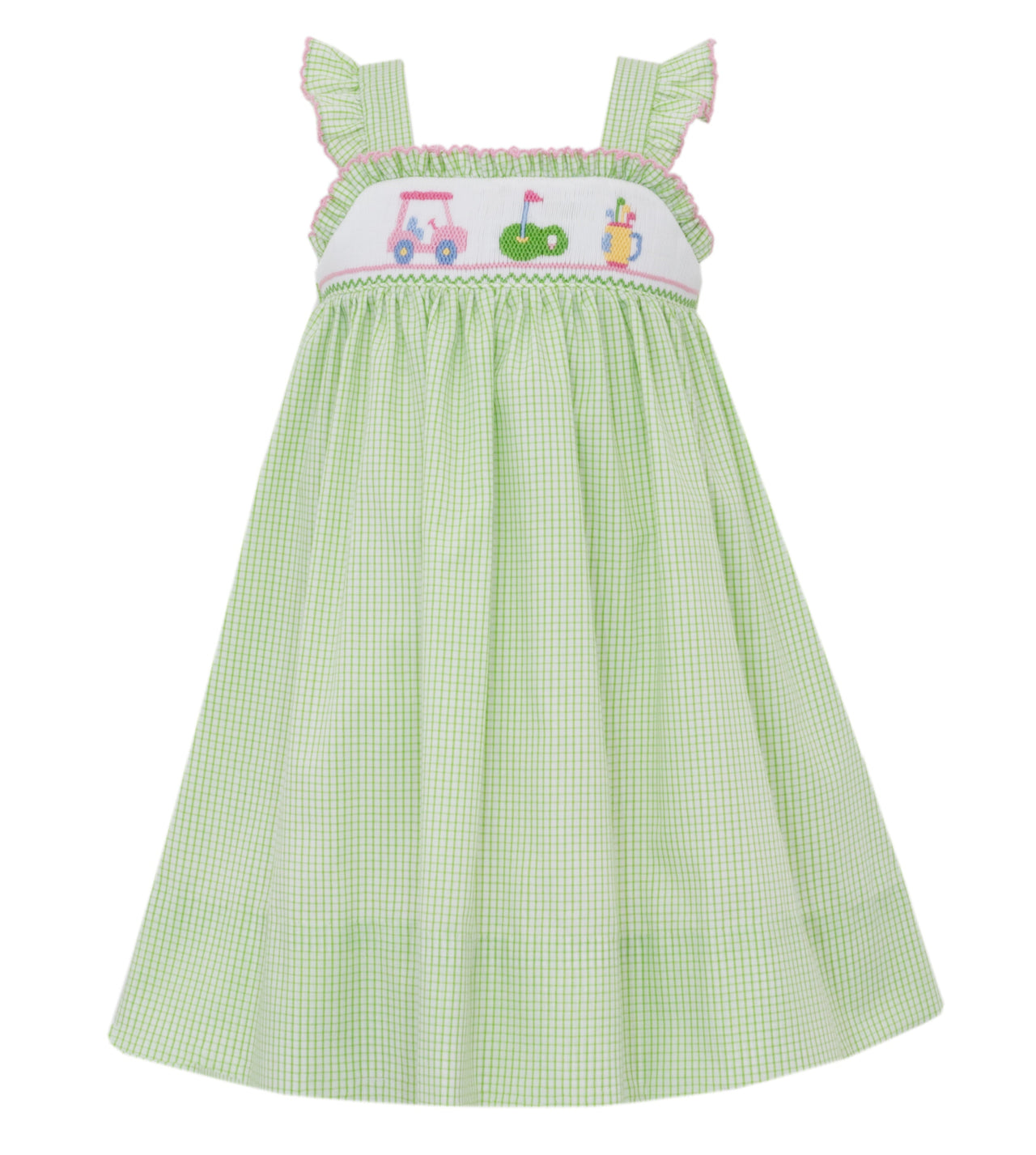 Petit Bebe Green Check Strap Sundress Golf 130D-MS25 5204