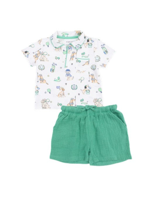 Angel Dear Country Club Dogs Neutral Polo W/Casual Short 1389M-S26-CCD 5302