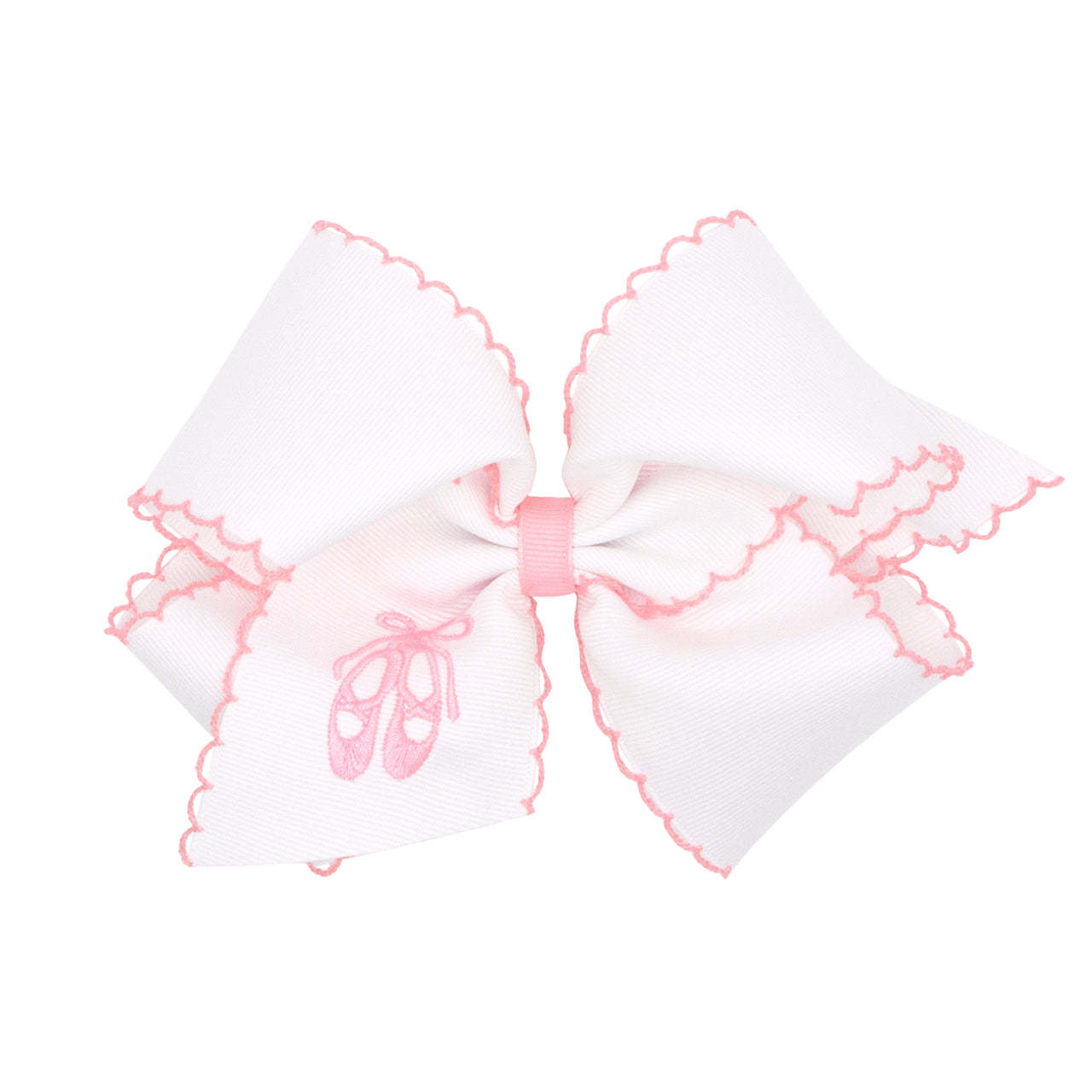 Wee Ones King Grosgrain Bow w/ Embroidery & Moonstitch Edge